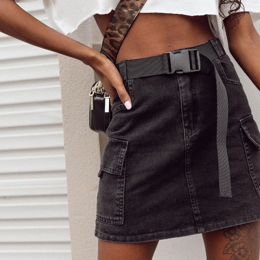 Princess Polly Black Denim Skirt